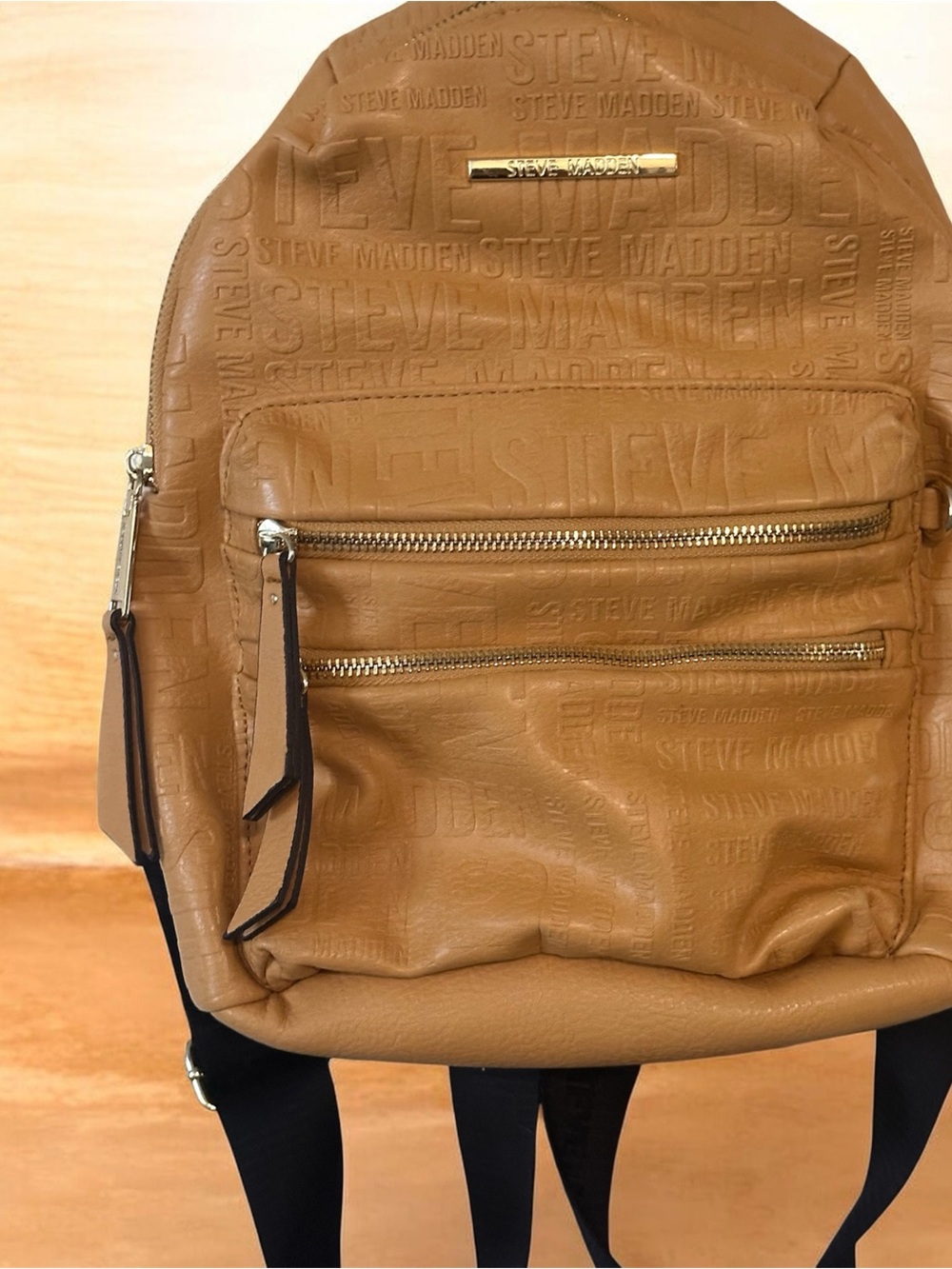 Steve Madden Cognac Embossed Vegan Leather Backpack